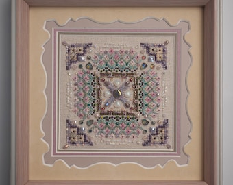 Needlepoint Rosarium Whispers Mandala Multi-Stitch Embroidery Kit with Beads for Beginners DIY Gift
