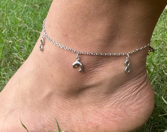 925 Silver Fish & Infinity Charm Anklet