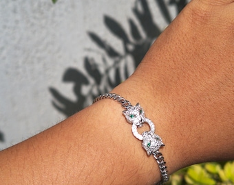 925 Sterling 925 Sterling Silver Panther Bracelet