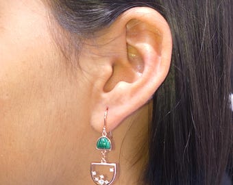Rose Gold Plated 925 Sterling 925 Sterling Silver Malachite Earrings