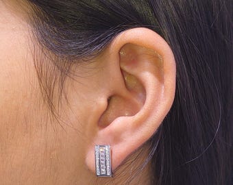 Sterling 925 Sterling Silver Baguette Stud Earrings: Hypoallergenic 925 Silver