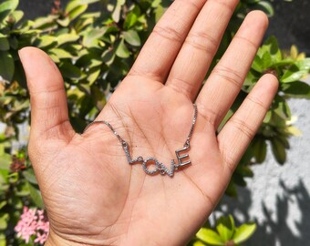 925 Sterling 925 Sterling Silver Anti tarnish LOVE Letter Necklace for her, Bridal Gift