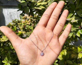 Sterling 925 Sterling Silver Ruby Radiant Circle Necklace