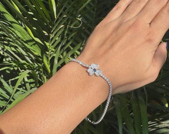 925 Sterling Silver Midnight Flower Bracelet