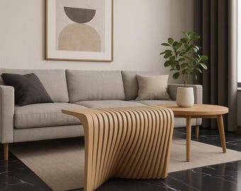 Modern Sculptural Wooden Coffee Table | Minimalist Living Room Furniture | Handmade Contemporary Decor Accent