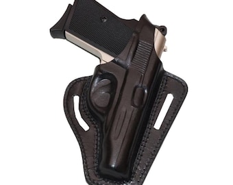 Glock 17 Leather Pancake Holster OWB 2 Slot Handmade K 337 S Model