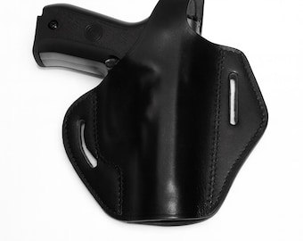 Pancake Leather Holster, Fits Glock 19 Glock 23, Two Slot Hand-Molded RH Handmade