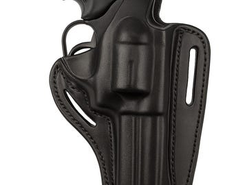 357 Magnum Pancake OWB Leather Holster, 2 Slot, Thumb Break RH, Handmade K-305 S