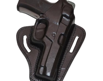 Smith&Wesson 5906 Pancake OWB Leather Holster, 2 Slot, Thumb Break Right Hand, Handmade
