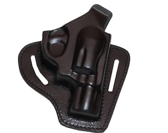 Smith&Wesson J Frame Pancake Leather Holster, 2 Slot Thumb Break Fits RH Handmade