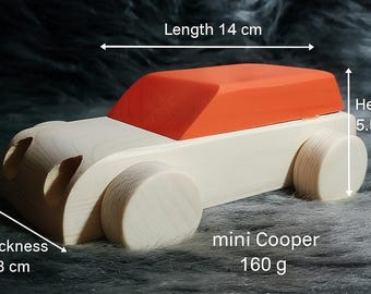 Handcrafted Wooden Mini Cooper Toy