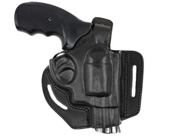 Magnum Holster, 2 Slot Pancake OWB Leather Gun Holster Thumb Break Open-end Handmade