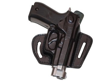 Handmade Leather Holster, 2-Slot Pancake, Beretta 84F, Right Hand