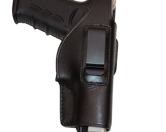 Leather OWB Holster Fits Glock 17 19 20 22 30 Sar9 | Handmade Pancake Holster
