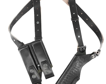 Handmade Basketweave Leather Shoulder Holster | Double Mag Pouch