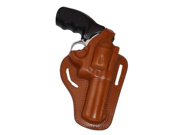 Handmade Leather Pancake Holster 357 Magnum, Thumb Break  RH