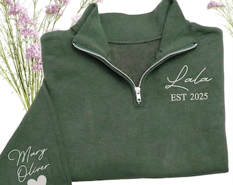 Custom Quarter Zip Lala Sweatshirt, Personalized Lala Zip Up with Name, Cozy Lala Embroidered Sweater, Lala Christmas Gift 2025 for Women