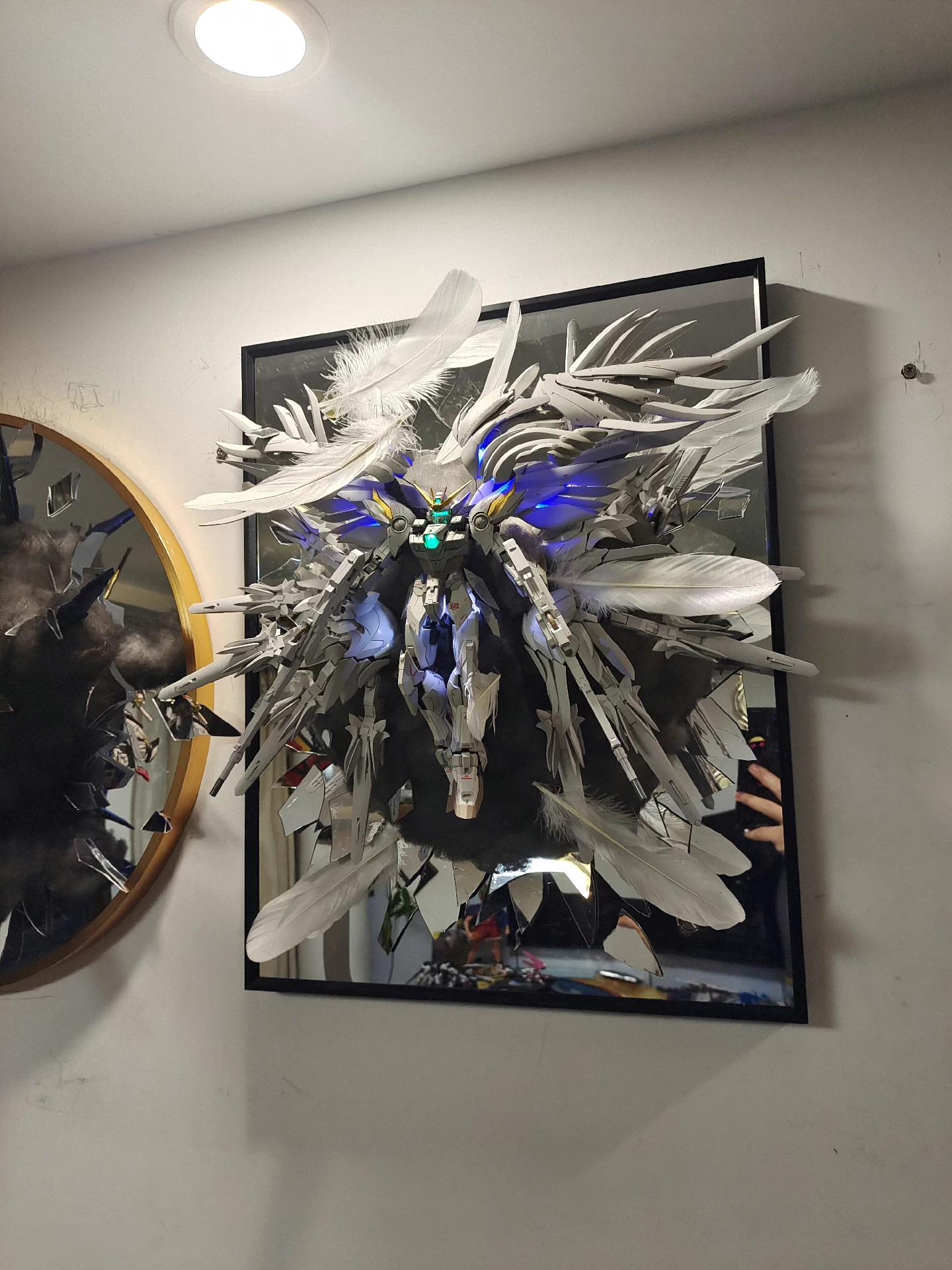 Handmade Wing Gundam Zero Diorama: LED Lighted Broken Mirror Anime