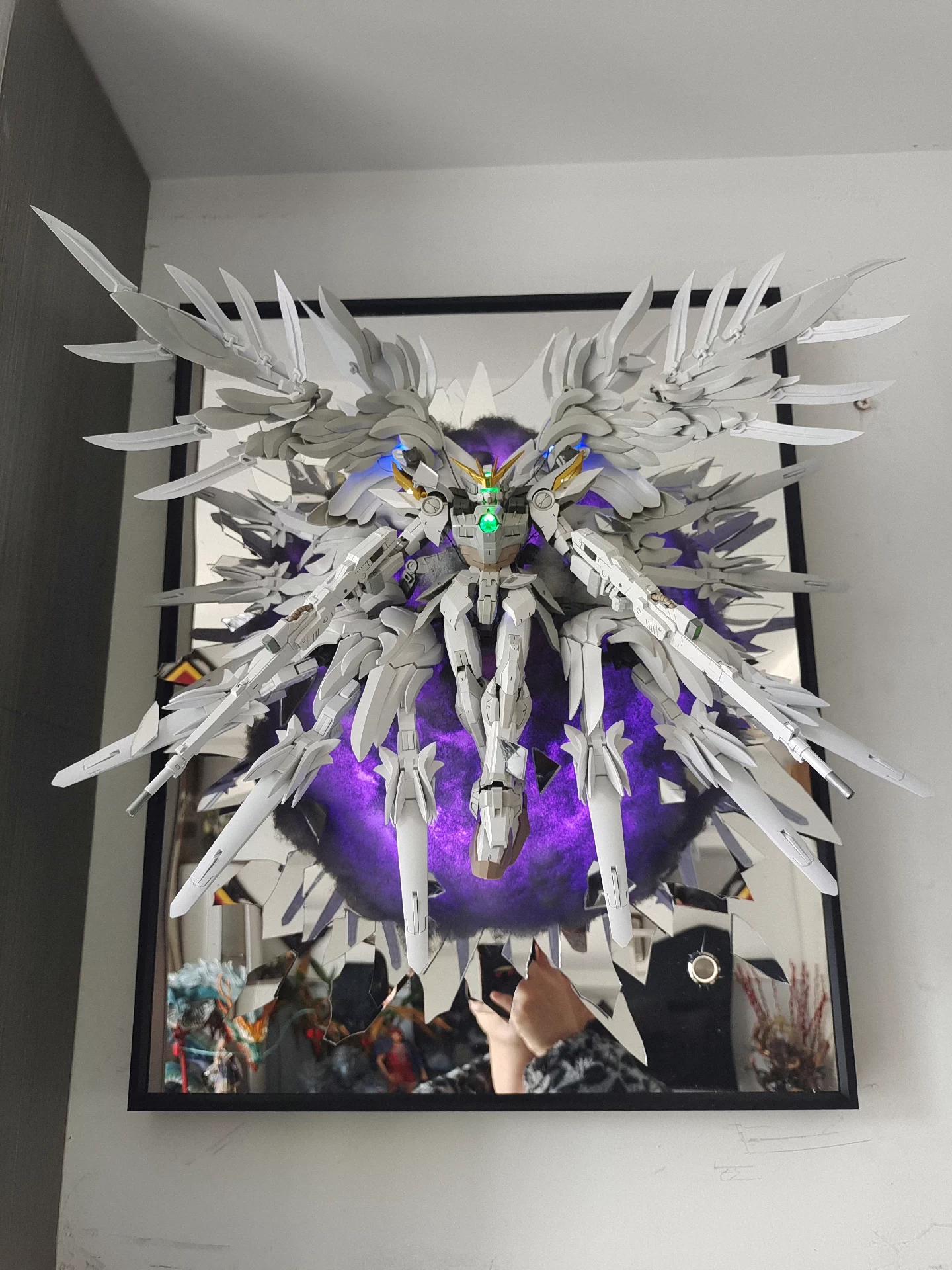 Handmade Wing Gundam Zero Diorama: LED Lighted Broken Mirror Anime