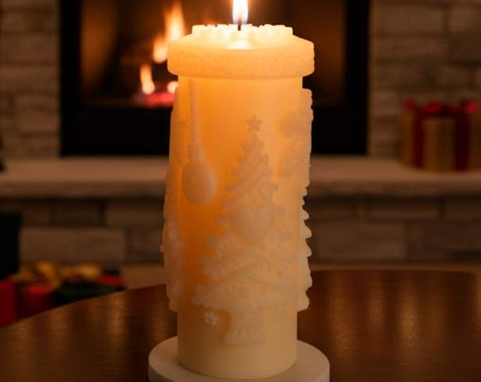 Handmade Festive Trees & Snowflakes Decor Christmas Unscented Soywax Candle