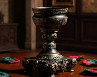 Portacandele con piedistallo decorato / Decorazione di ispirazione vintage, bronzo antico o bianco