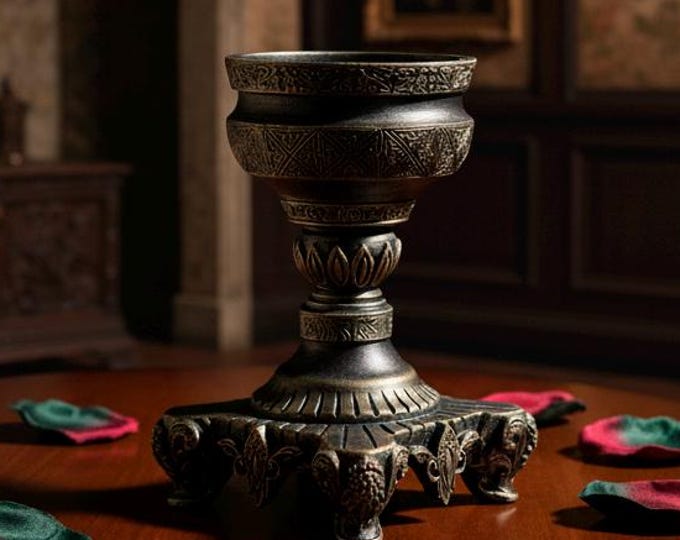 Ornate Pedestal Candle Holder | Vintage-Inspired Decor, Antique Bronze or White