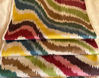 Uzbekistan Handwoven Rainbow Pure Natral Soft Silk Ikat Fabric.