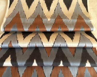 Uzbekistan handwoven Pure Soft Orginal Zig-Zag Silk Ikat fabric.