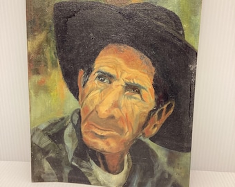 1972 Old Cowboy Oil Painting 8x10