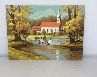 Vintage Country Church Scenes Set, Paint By Number, Circa 1995