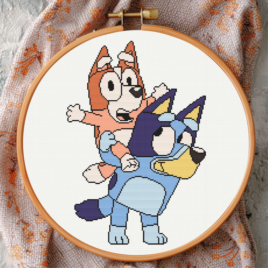 Bluey Crossroads Pattern Bluey Cross Stitch Pattern – Bluey and Bingo Embroidery Cartoon Design ...