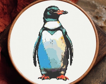 Cute Penguwin Penguin Cross Stitch Pattern | Hoop Embroidery | PDF