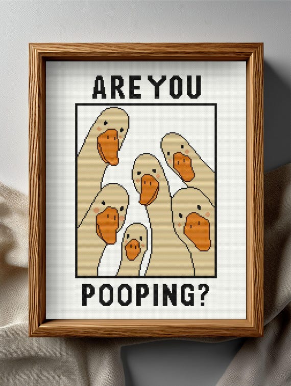Funny Goose 'Are You Pooping?' Cross Stitch Pattern (PDF)