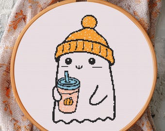 Ghost-kruissteekpatroon – Halloween-borduurwerk-pdf – grappig modern handwerk DIY digitale download