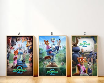 Póster de la película Zootopia 2, lienzo enrollado para decorar la sala de estar y el dormitorio.