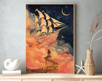 Treasure Planet Movie Poster Rolled Canvas Art for Living Room & Bedroom Home Decor