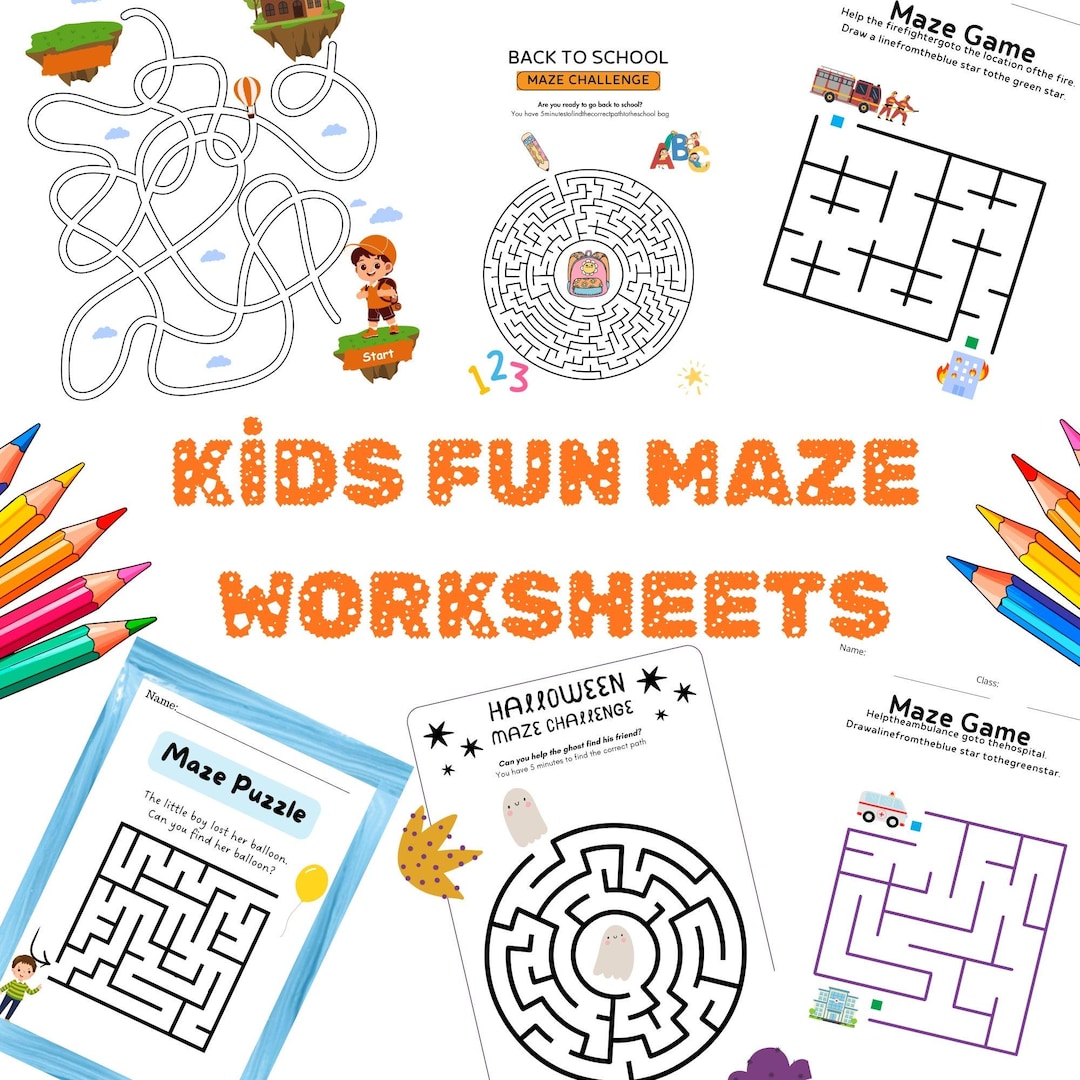 Pdf Fun Pages Fun Kids Maze Activity Book: 20 Printable Pages (PDF) - Etsy
