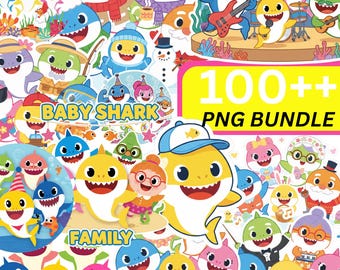 Familie verjaardag haai, png-bundel voor feestshirts, oceaanthema bijpassende outfits voor familie, sublimatie clipart, schattige haai digitale download
