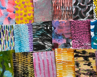 Pack no.148 Mixed selection of 21 pieces of bright patterned painted/printed papers.