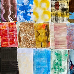 Pack no.288 Bumper pack of 24 printed and painted papers. UK A5 size. Textures and backgrounds.