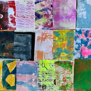 Pack no.320 Selection of 21 printed and painted multicoloured papers UK A5 size.