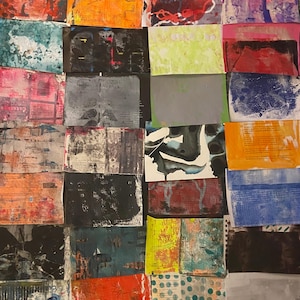 Pack no.376 Selection of 28 multicoloured printed and painted collage papers UK A5 size.