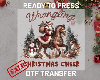 Cowboy Santa DTF Transfer | Western Christmas Ready to Press