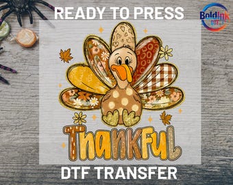 Thankful Turkey Thanksgiving DTF Transfer, Gobble Coquette Ready to press, Glitter Bow Thankful Turkey, Fall Iron on Transfer, High Quality