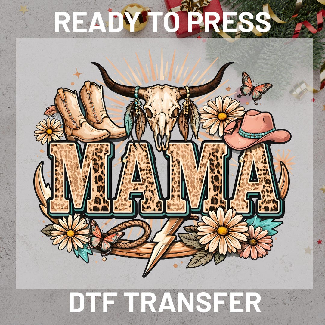 Western Mama DTF Transfer Ready to Press, Leopard Print Cowboy Boot ...