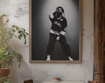 Poster del concerto live di J Cole / Quadro da parete del rapper di Dreamville / Stampa di una performance hip hop / Decorazione con icona della musica rap / Idea regalo per i fan di J Cole