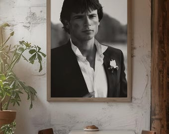 Poster di Tom Welling di Smallville / Quadro in bianco e nero di Clark Kent / Attore della serie TV degli anni 2000 / Decorazione ispirata alla serie Superman / Regalo per i fan di Smallville