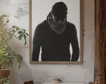 Future Rapper Poster Print | Hip Hop Wall Art | Black and White Music Decor | Instant Download | Rap Legend Print | Street Style Art