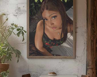 Poster ritratto di PinkPantheress / Quadro da parete con la pop star britannica / Stampa fotografica di moda editoriale / Decorazione con icona della musica indie / Regalo per cantante