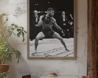 Impression d'affiche octogonale de l'UFC Conor McGregor | Art mural combattant MMA | Décoration de salle de sports de combat | Cadeau pour les fans de Fight Night | Téléchargement instantané
